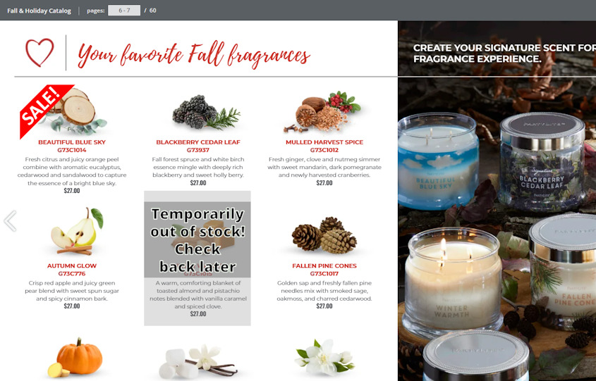 Out of stock info in online catalog with inline images